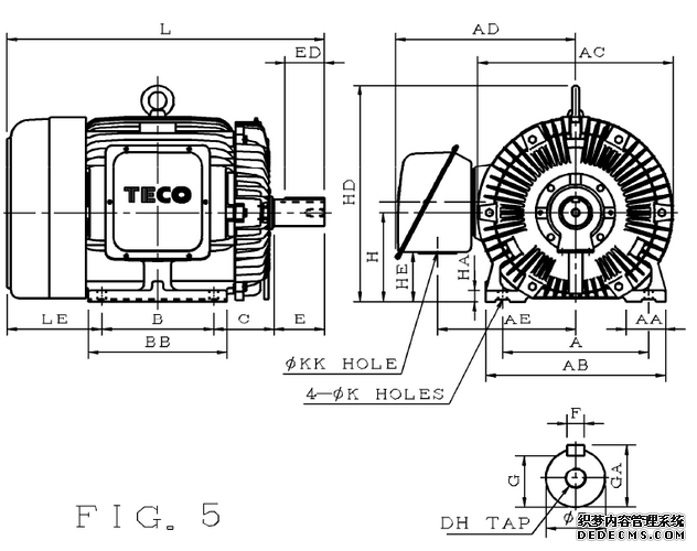 東元AEEF-75KW 4P-臥式電機圖紙